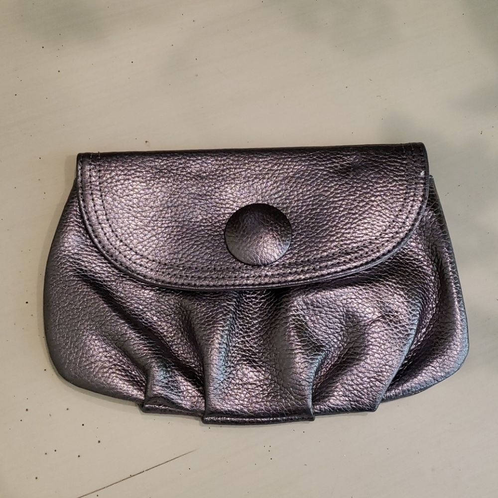 J Crew purple Metallic Leather Clutch
